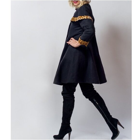 Pierre Cardin Paris Vintage Leopard trim pea wool coat - Picture 4 of 12